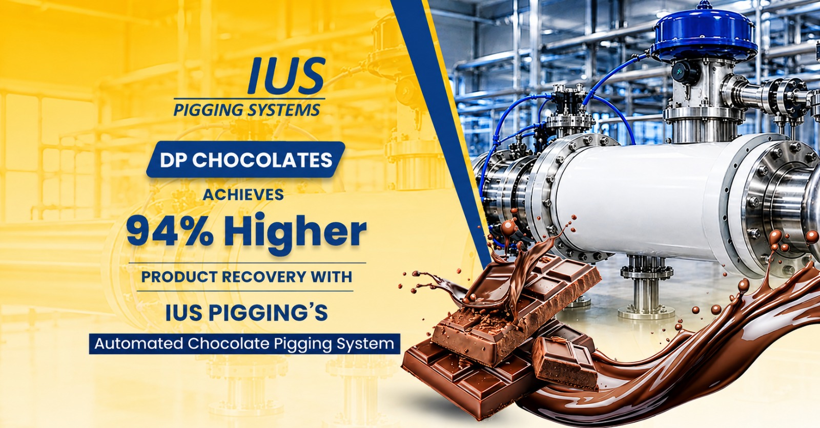 DP Chocolates Achieves 94% Higher Product Recovery with IUS Pigging’s Automated Chocolate Pigging System